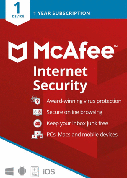 McAfee Internet Security 2024 - 1 Device 1 Year Key