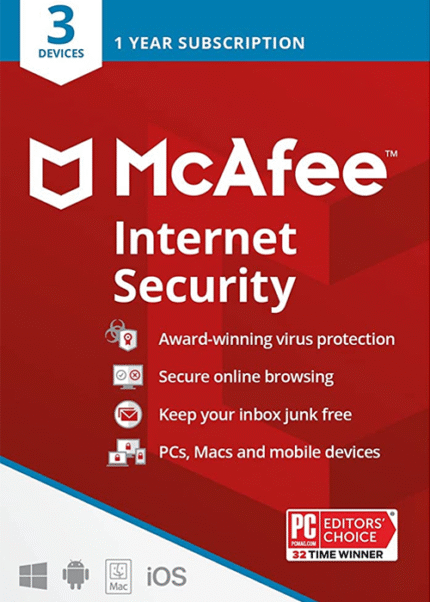McAfee Internet Security 2024 - 3 Devices 1 Year Key