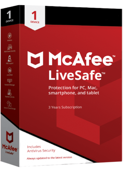 McAfee LiveSafe 2024 - 1 Device 3 Years Key