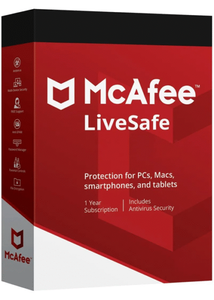 McAfee LiveSafe 2024 - 1 Device 1 Year Key